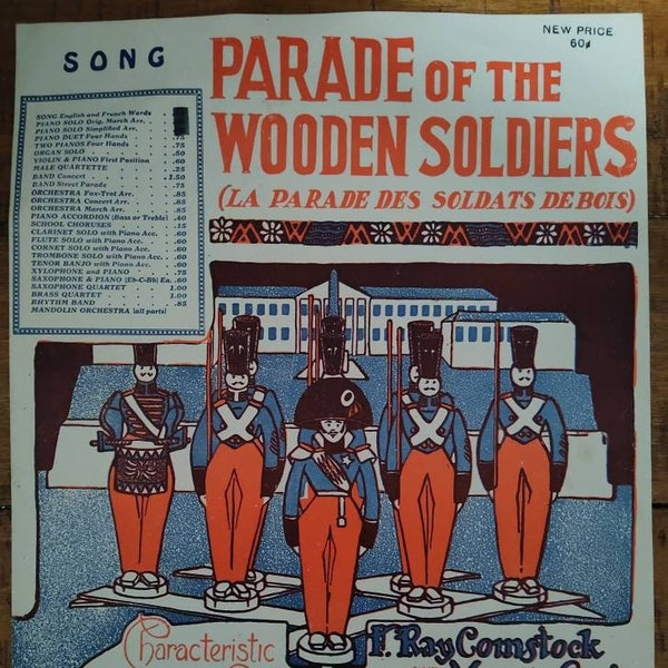 1922 Sheet Music - Parade of the Wooden Soldiers (La Parade des Soldats DeBois) - Leon Jessel, Edward Marks Publ - Adorable toy soldiers art