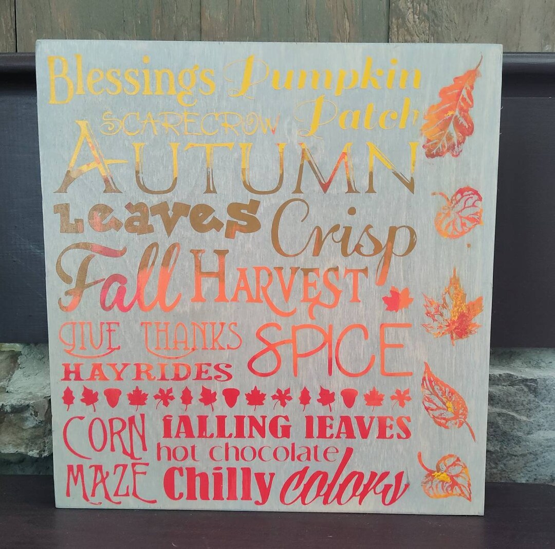 Fall Word Signs Artist Made Hand Created / Painted Fall / Autumn Shelf Sitter/wall Sign ...