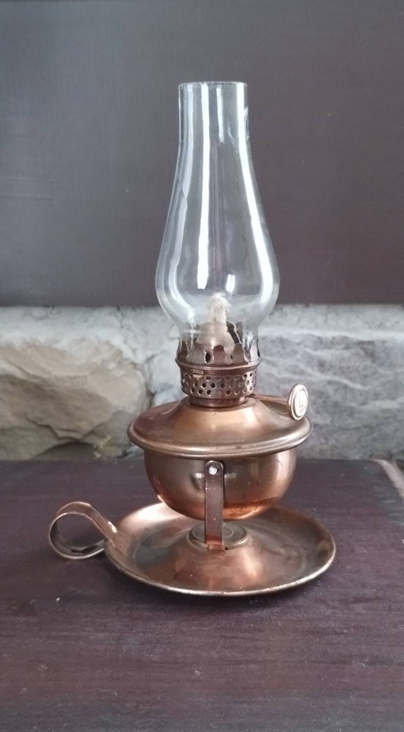 Vintage Hilco Copper Hong Kong Oil Lamp With Finger Hold, Small