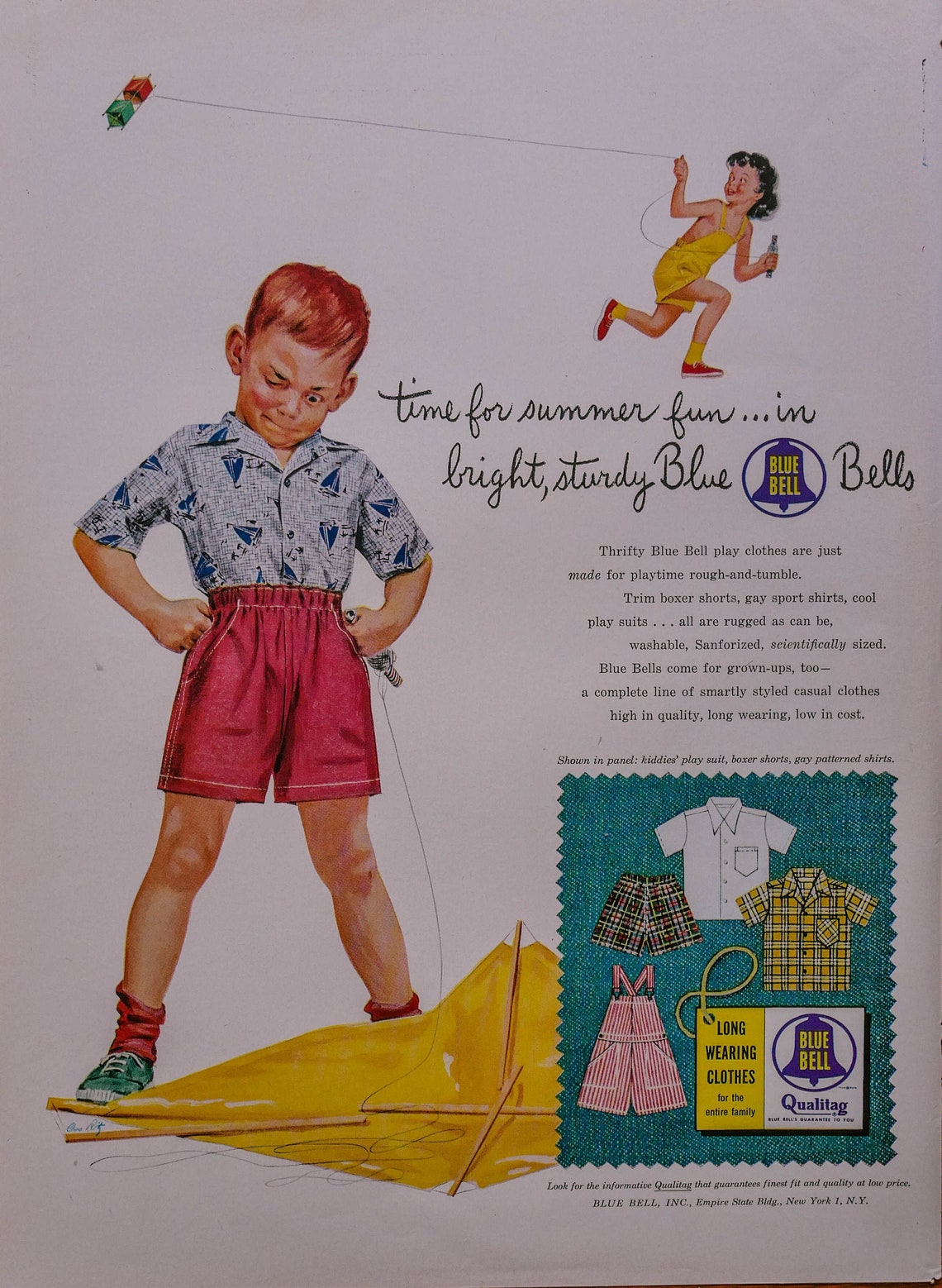 Vintage 1954 Blue Bell Clothing Ad Red Headed Freckled Faced Etsy
