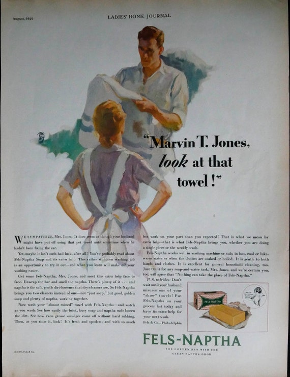 1929 Fels Naptha Laundry Soap Ad Wife Scolds Husband Over Etsy