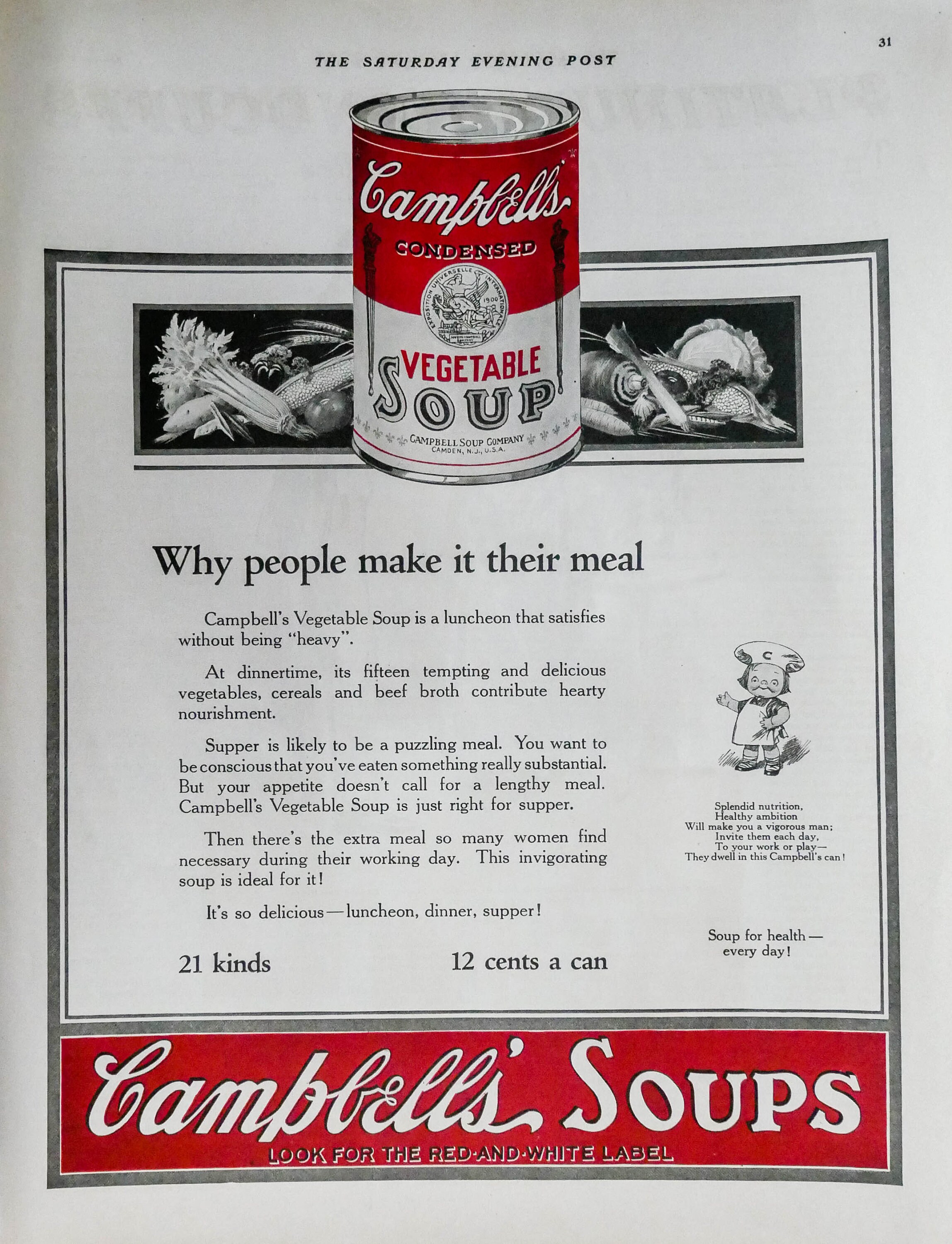 1924 Vintage Campbell's Vegetable Soup Ad Why People - Etsy