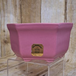 Vintage Haeger Pottery Hexagon Dark Pink or Mauve Planter - Gardenhouse Line #4002, Original Tag, Gorgeous Color, Mid Century Retro 1970s