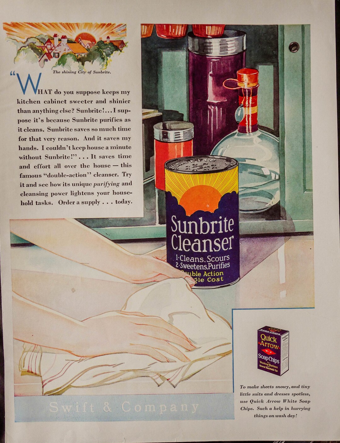 1930 Swift and Co Sunbrite Cleanser Ad Color Etsy