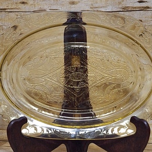 Antique Federal Glass Company Madrid Pattern Yellow Depression Glass Platter 1930s Beautiful Condition!