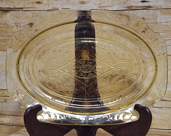 Vintage Federal Glass Company Madrid Pattern, Yellow Depression Glass Platter 1930s