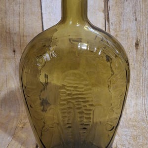 Vintage "Corn for the World" Reproduction Flask - Amber/Lt Olive Green Glass 1970s-1980s ?