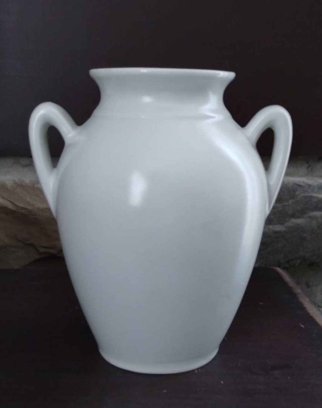 Vintage White Pottery Vase / Urn Stamped made in England 41 Possibly
