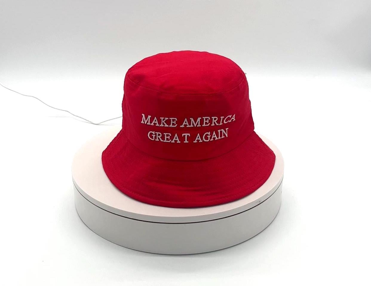 Red MAGA Make America Great Again Donald Trump Embroidered Bucket Hat