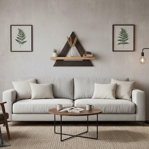 Triangle Wall Shelf, Hardwood Floating Shelf, Geometric Decor