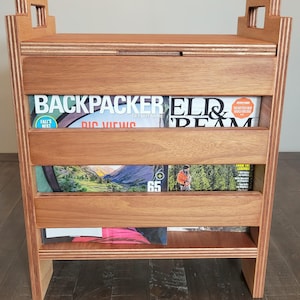 wood magazine rack, record storage, magazine holder, album holder, storage organizer, book stand, LP storage, display rack, reading stand