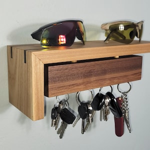 Handmade Key Holder, Magnetic Key Rack, Entryway Key Organizer, Rustic Modern Key Rack, Magnetic Key Holder, Modern Wood Wall Organizer