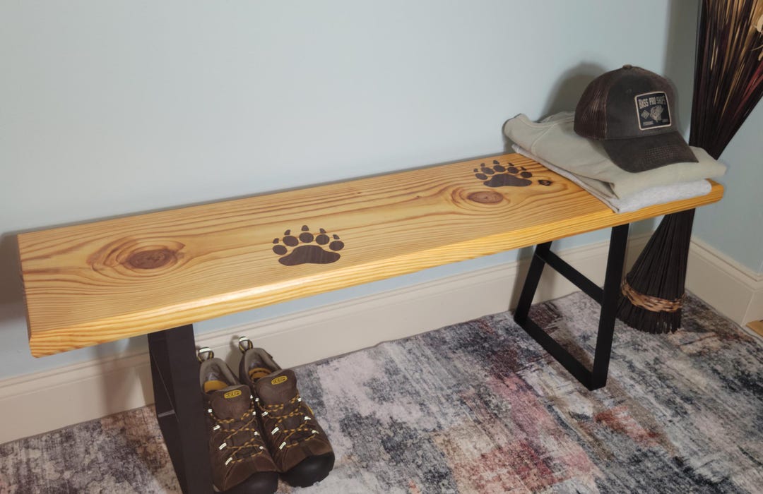 Handmade Entryway Bench, Rustic Wood Bench, Farmhouse Wood Bench, Solid ...