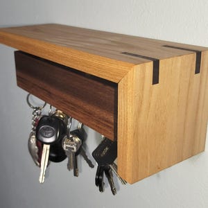 Handmade Key Holder, Magnetic Key Rack, Entryway Key Organizer, Rustic Modern Key Rack, Magnetic Key Holder, Modern Wood Wall Organizer
