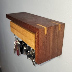 Handmade Key Holder, Magnetic Key Rack, Entryway Key Organizer, Rustic Modern Key Rack, Magnetic Key Holder, Modern Wood Wall Organizer