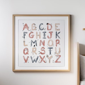 Alphabet Poster, ABC poster, Funny characters, Stickman, Educational Decor, Wall Art, Classroom Bedroom Homeschool, Printable, Teaching