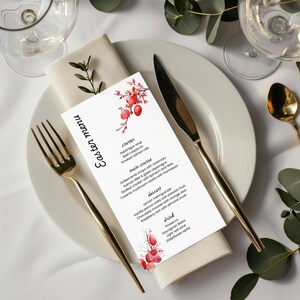 Szablon menu wielkanocnego, Szablon Canva, Estetyka czerwona, Brunch wielkanocny, Kolacja wielkanocna, Edytowalne menu, Dekoracje wielkanocne, Wielkanoc do wydrukowania, Menu kolacji