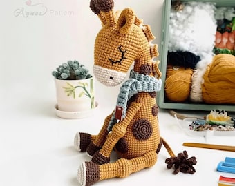 Jirafa dormida, patrón de crochet, patrón de jirafa, jirafa, perrito amigurumi realista, tutorial en PDF de cachorro, juguete de regalo hecho a mano, patrón de crochet