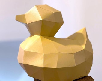 Escultura de papel de pato de goma DIY, patrón de pato de Pascua, decoración de guardería, decoración de baby shower, plantillas imprimibles, plantillas de papel