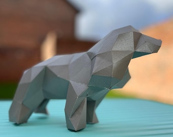 Cocker Spaniel Inglés en Papercraft 3D. Crea tu propia escultura de papel a partir de un PDF descargado.