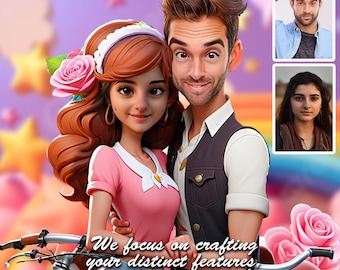 UK made,Custom Cartoon Animation, Personalised Family Portrait, Cartoon Portrait From Photo, Cartoon Style Couple, Digital File