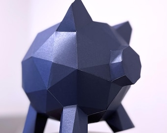 Escultura de cerdo en papel, manualidades de papel 3D, escultura de cerdo, bricolaje 3D, escultura de papel de baja poli, arte de papel imprimible, decoración del hogar, regalo DIY