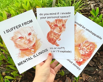 Meme Cats with Text Mini Prints