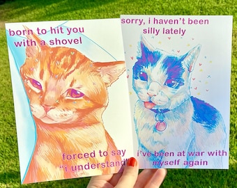 Silly Meme Cats Mini Prints