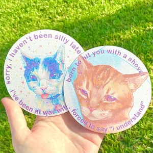 Holographic Silly Cat Meme Stickers