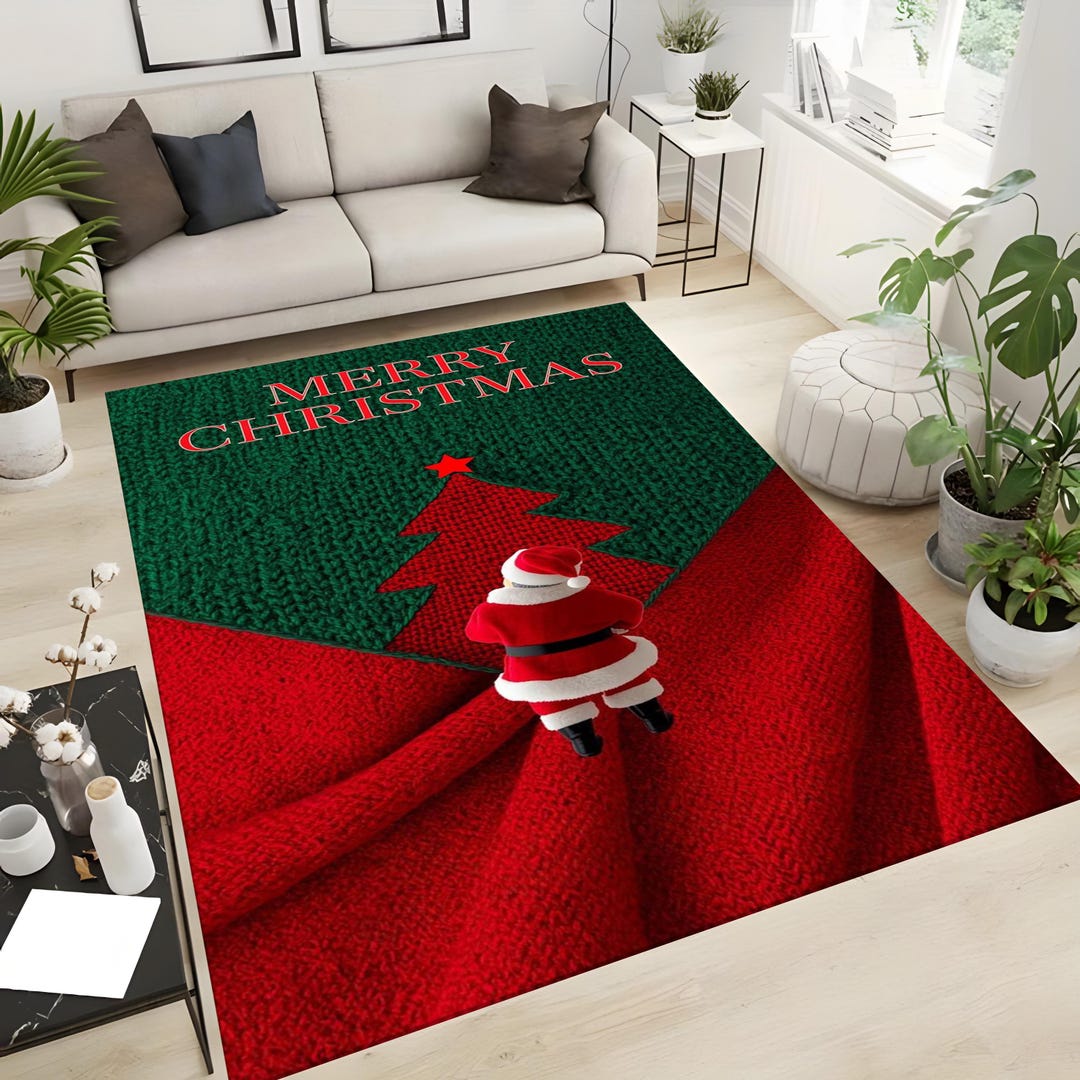 Merry Christmas Rug,santa Claus Christmas Rug,christmas Decoration ...