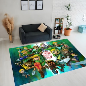 Zelda Legend Rug, Gaming Area Rug, Zelda Game Rug, Gamer Gifts, Game Room Rug, Home Decor Rug, Gamer Room Decor, Non-Slip Rug, Modern Rug