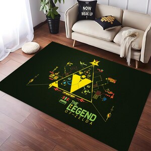Zelda Legend Rug, Gaming Area Rug, Zelda Game Rug, Gamer Gifts, Game Room Rug, Home Decor Rug, Gamer Room Decor, Non-Slip Rug, Modern Rug