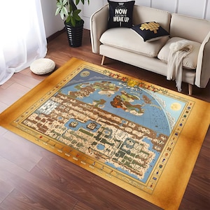 Zelda Legend Rug, Zelda Map Rug, Gaming Area Rug, Zelda Game Rug, Gamer Gifts, Game Room Rug, Gamer Room Decor, Non-Slip Rug, Modern Rug