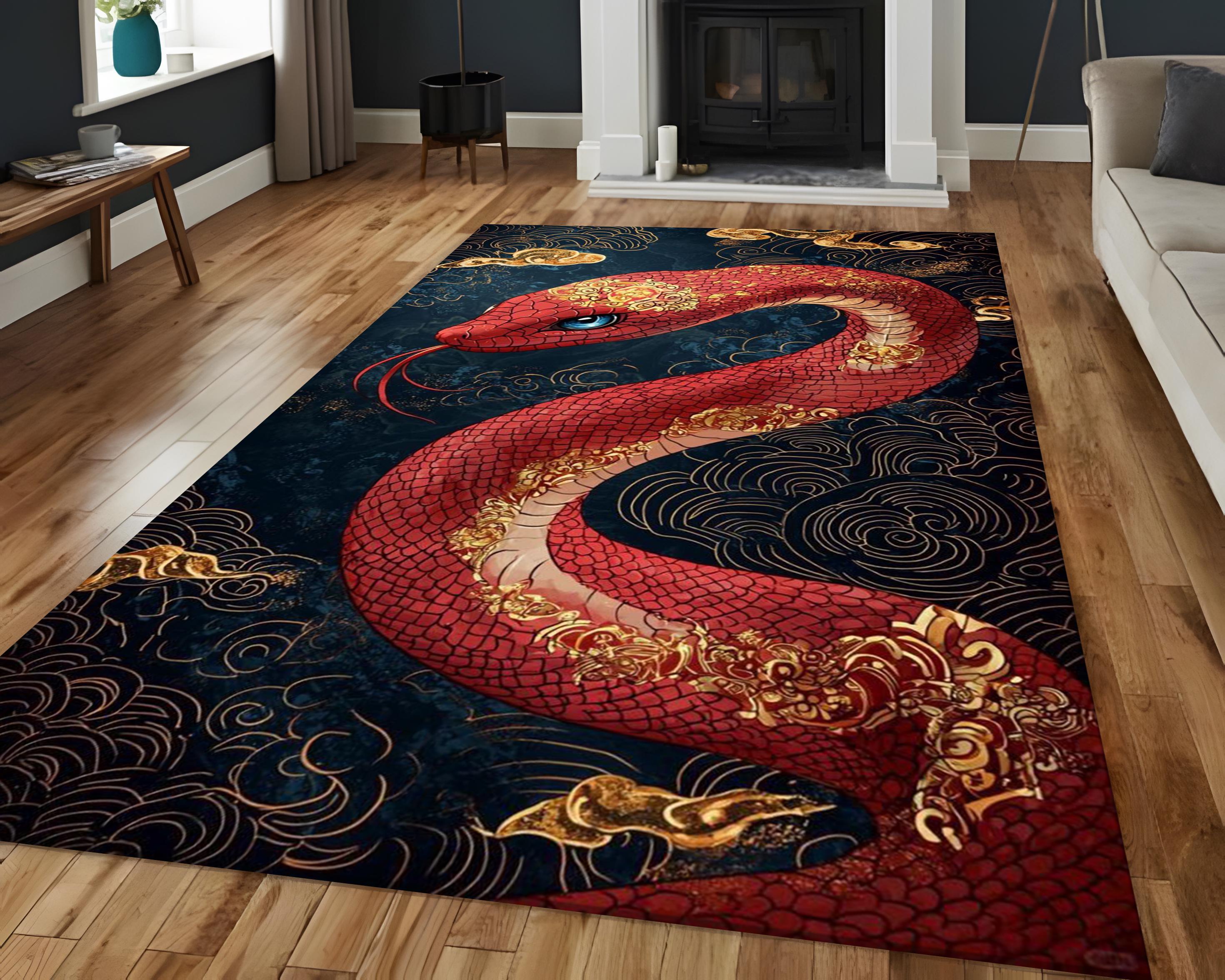 Snake, Snake Pattern Rug, Red Snake Rug, Snake Area Rug, Animal Decor ...