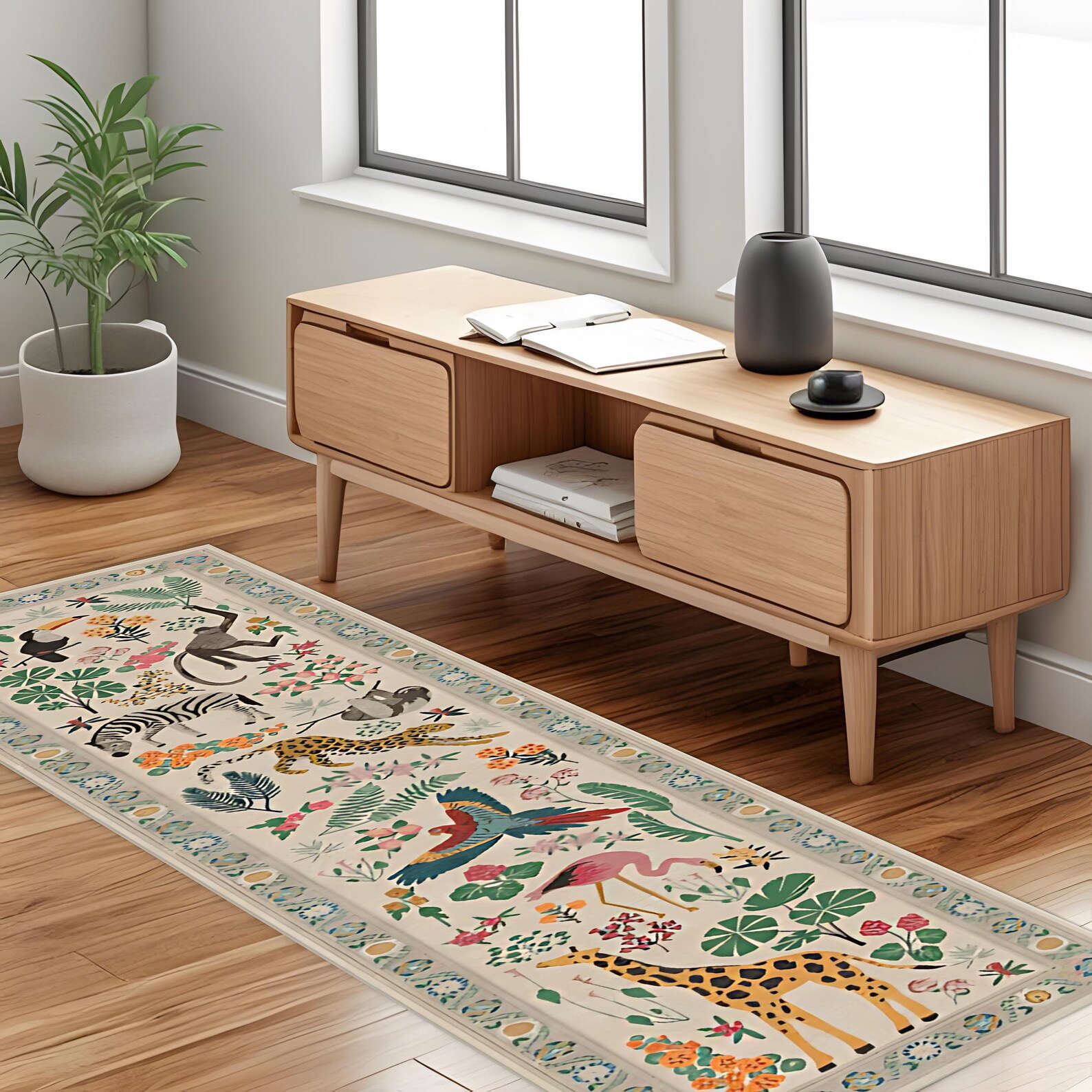 Animal Print Rug,runner Rug,corridor Rug,long Rug,tropical Jungle Rug ...