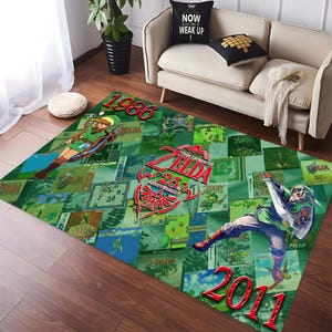 Zelda Legend Rug, Gaming Area Rug, Zelda Game Rug, Gamer Gifts, Game Room Rug, Home Decor Rug, Gamer Room Decor, Non-Slip Rug, Modern Rug