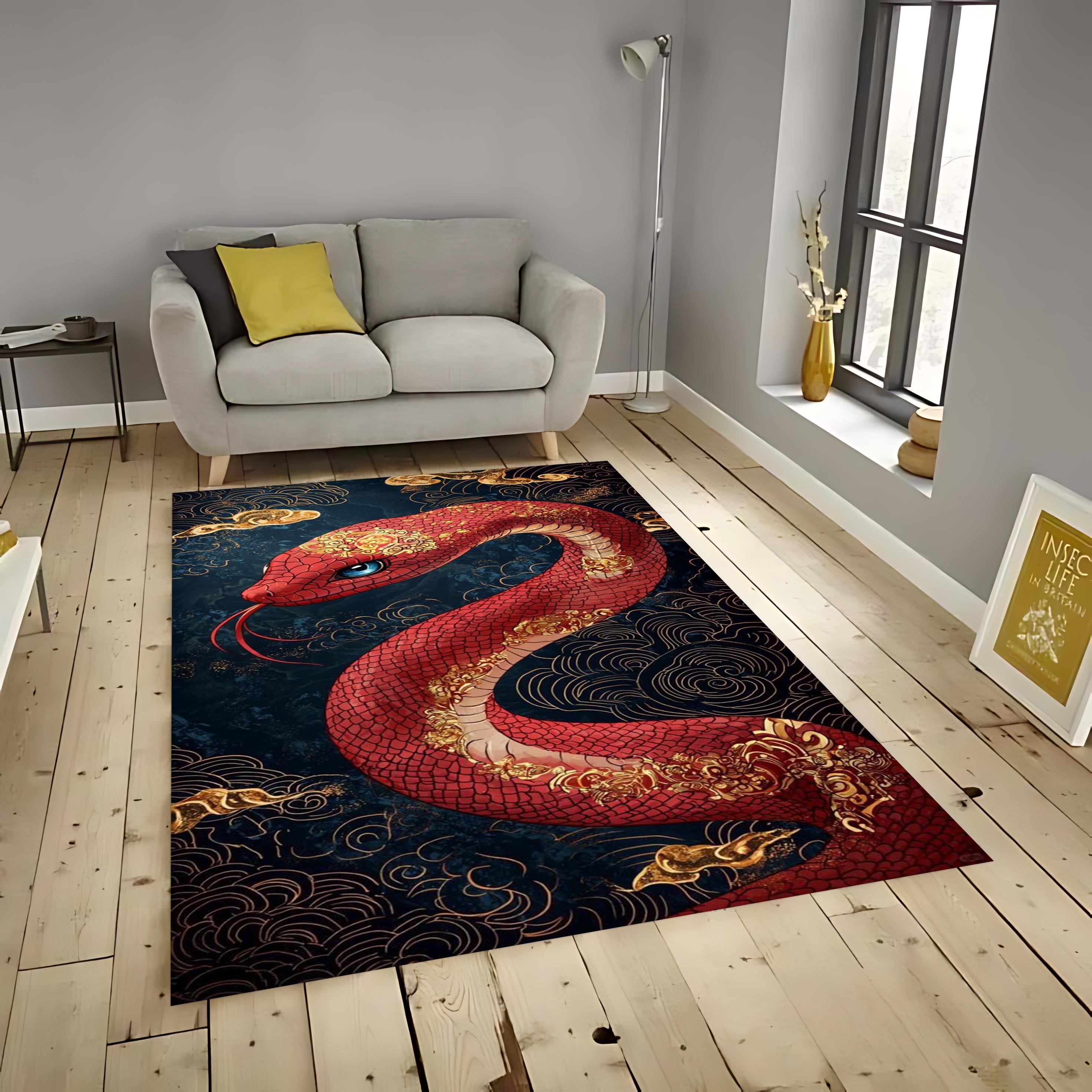 Snake, Snake Pattern Rug, Red Snake Rug, Snake Area Rug, Animal Decor ...
