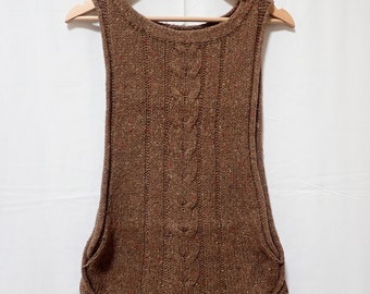 Sleeveless Sweater Brown Wool Silk Cashmere Vintage 70s / 80s