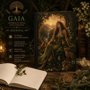Gaia Goddess Journal, Mythology Notebook, Nature Goddess Diary, Lined Journal, Fantasy Writing Journal, Pagan Gift