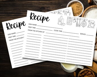 Recipe Card - 6x4 Printable Kitchen Utensils