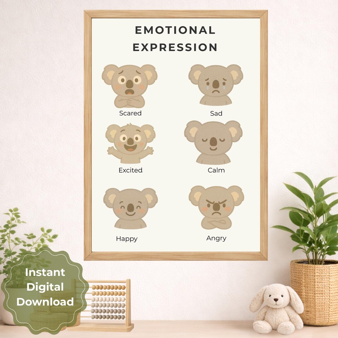 Emotions Chart Poster Printable Kids Toddlers Preschool Learning ...