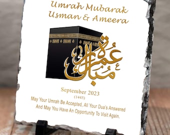 Personalised Umrah Mubarak Slate - Hajj Gift with Arabic Calligraphy