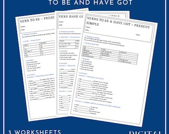 Present Simple Grammar Worksheets | ESL English, To Be & Have Got (Digital Download)