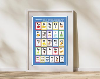 Learn the Alphabet A2 Poster, Educational Classroom Wall Art