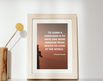 Motivational Classroom Poster, Language Learning Quote (A3 Unframed)