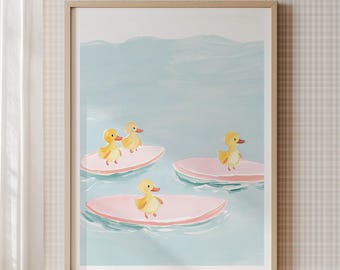 Print babykamer eendje: vintage poster eend, babykamerdecoratie (digitale download)