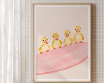 Babykamerprint eendjes: vintage babykamerdecoratie (digitale download)