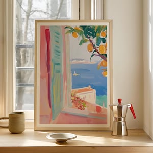 Amalfi Coast Print: Lemon Window View, Italian Summer Seascape (Digital Download)