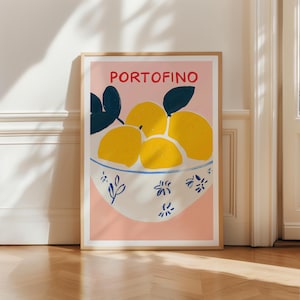 Portofino Lemons Art Print – Italian Kitchen Wall Art, Mediterranean Fruit Poster, Sunny Summer Decor