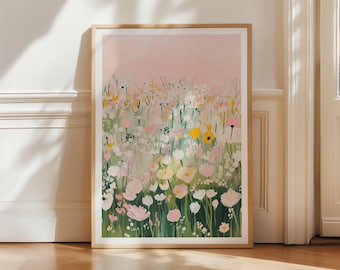 Wildflower Meadow Print: Pastel Cottagecore Floral Art (Digital Download)